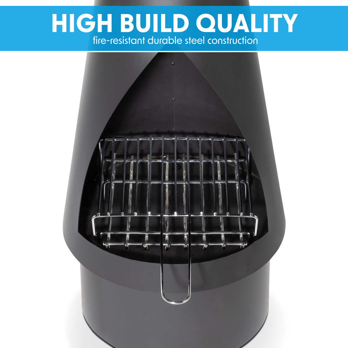 Dellonda DG109 Outdoor Chiminea, Fireplace, Fire Pit, Heater, Durable, Black Steel - additional view 9