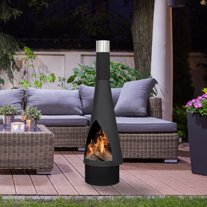 Dellonda DG109 Outdoor Chiminea, Fireplace, Fire Pit, Heater, Durable, Black Steel - additional view 6