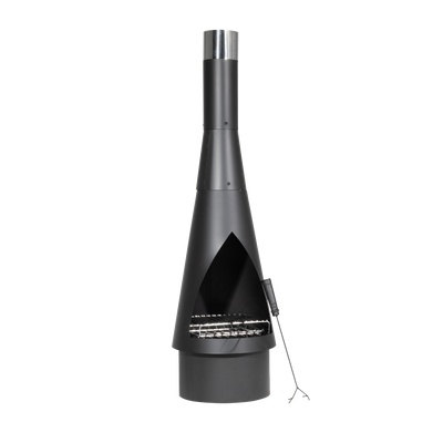 Dellonda DG109 Outdoor Chiminea, Fireplace, Fire Pit, Heater, Durable, Black Steel