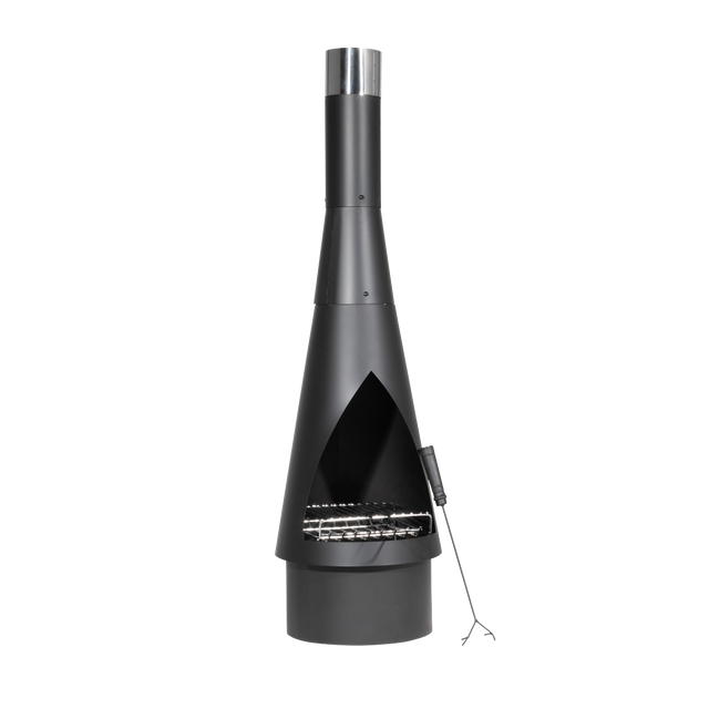 Dellonda DG109 Outdoor Chiminea, Fireplace, Fire Pit, Heater, Durable, Black Steel