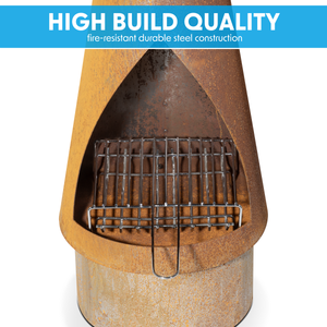 Dellonda DG110 Outdoor/Garden/Patio Conical Chiminea, Fireplace, Fire Pit, Heater, H127cm - Corten Steel - additional view 4