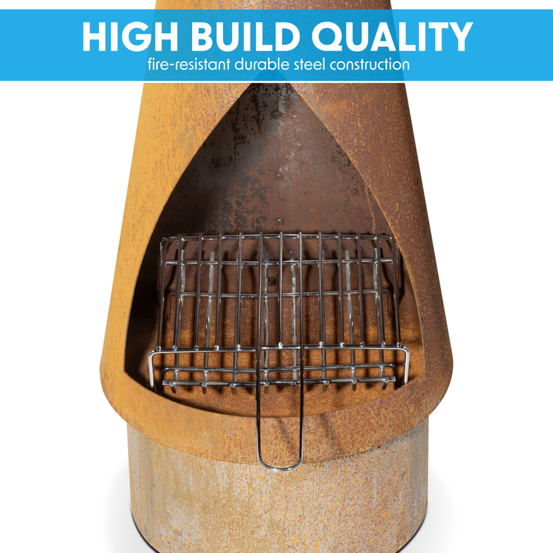Dellonda DG110 Outdoor/Garden/Patio Conical Chiminea, Fireplace, Fire Pit, Heater, H127cm - Corten Steel - additional view 4