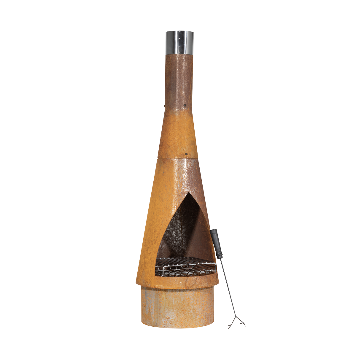 Dellonda DG110 Outdoor/Garden/Patio Conical Chiminea, Fireplace, Fire Pit, Heater, H127cm - Corten Steel