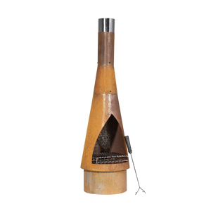Dellonda DG110 Outdoor/Garden/Patio Conical Chiminea, Fireplace, Fire Pit, Heater, H127cm - Corten Steel