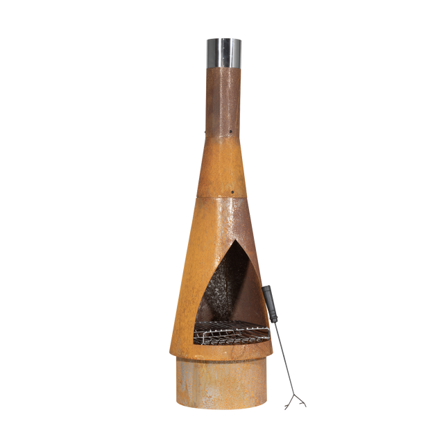 Dellonda DG110 Outdoor/Garden/Patio Conical Chiminea, Fireplace, Fire Pit, Heater, H127cm - Corten Steel