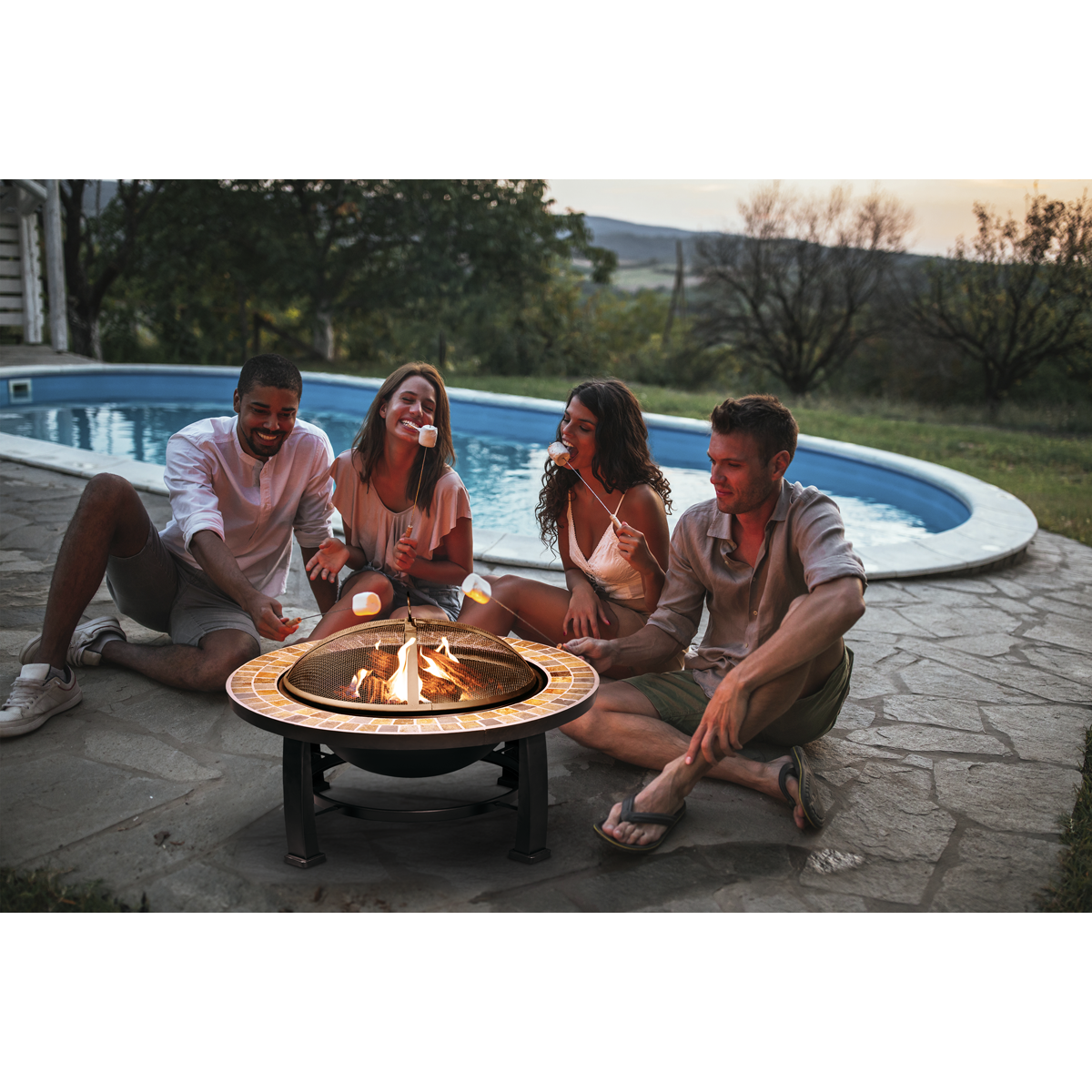 Dellonda DG111 76cm Deluxe Traditional Style Fire Pit/Fireplace/Outdoor Heater - Slate - additional view 10