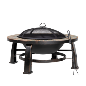 Dellonda DG111 76cm Deluxe Traditional Style Fire Pit/Fireplace/Outdoor Heater - Slate