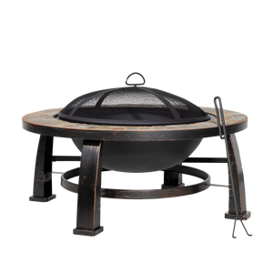 Dellonda DG111 76cm Deluxe Traditional Style Fire Pit/Fireplace/Outdoor Heater - Slate