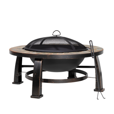 Dellonda DG111 76cm Deluxe Traditional Style Fire Pit/Fireplace/Outdoor Heater - Slate