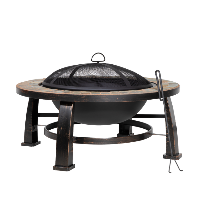 Dellonda DG111 76cm Deluxe Traditional Style Fire Pit/Fireplace/Outdoor Heater - Slate