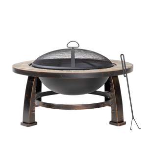 Dellonda DG111 76cm Deluxe Traditional Style Fire Pit/Fireplace/Outdoor Heater - Slate - additional view 6