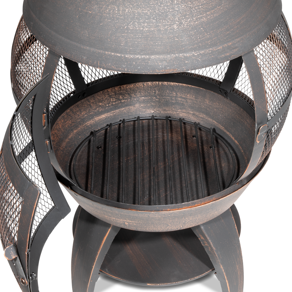 Dellonda DG112 Deluxe 360° Chiminea/Fire Pit/Outdoor Heater - Antique Bronze Finish - DG112 - additional view 4