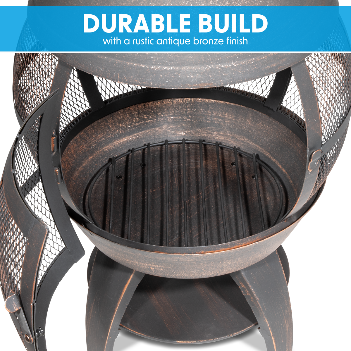 Dellonda DG112 Deluxe 360° Chiminea/Fire Pit/Outdoor Heater - Antique Bronze Finish - DG112 - additional view 18
