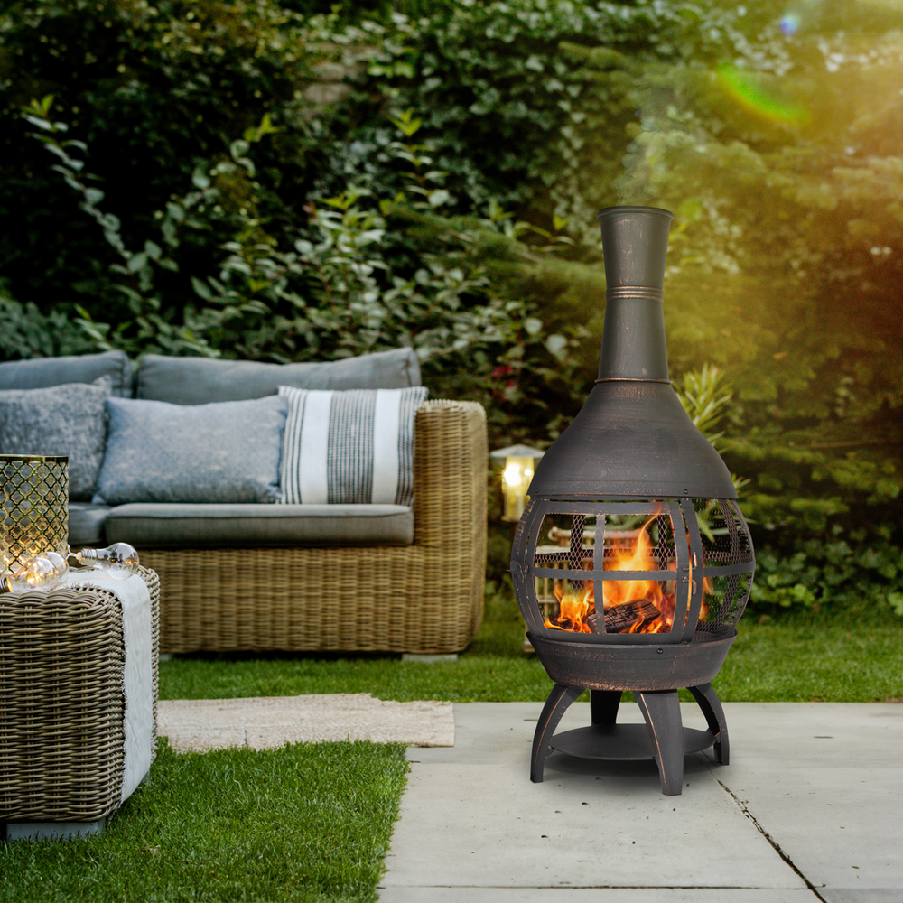 Dellonda DG112 Deluxe 360° Chiminea/Fire Pit/Outdoor Heater - Antique Bronze Finish - DG112 - additional view 5