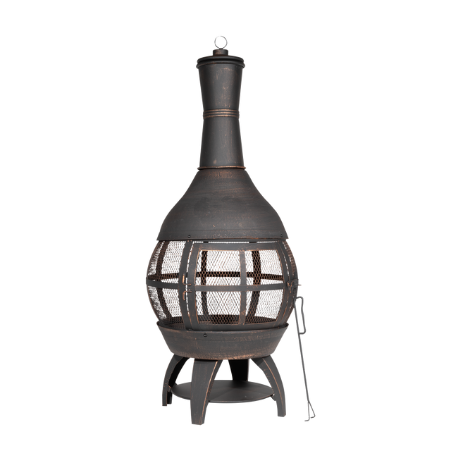 Dellonda DG112 Deluxe 360° Chiminea/Fire Pit/Outdoor Heater - Antique Bronze Finish - DG112