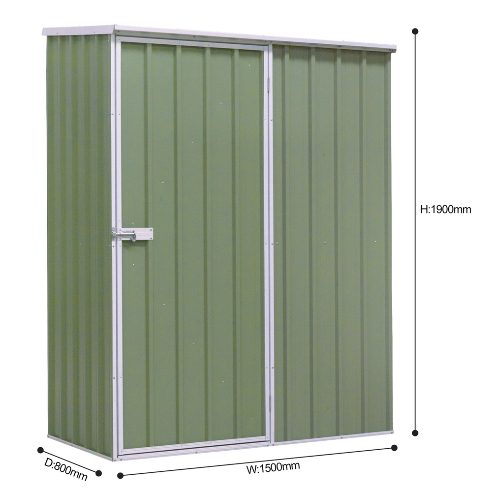 Dellonda DG113 Galvanized Steel Storage Shed with Pent Style Roof 150 x 80 x 190cm - Green - additional view 3