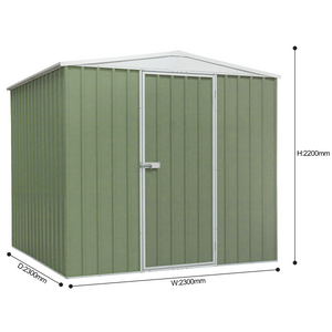 Dellonda DG115 Galvanized Steel Storage Shed with Apex Style Roof 230 x 230 x 220cm - Green - additional view 6