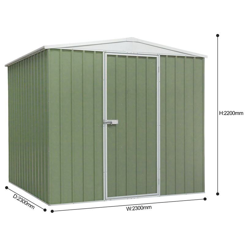 Dellonda DG115 Galvanized Steel Storage Shed with Apex Style Roof 230 x 230 x 220cm - Green - additional view 6