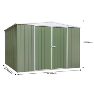 Dellonda DG116 Galvanized Steel Storage Shed with Apex Style Roof 300 x 300 x 220cm - Green - additional view 2