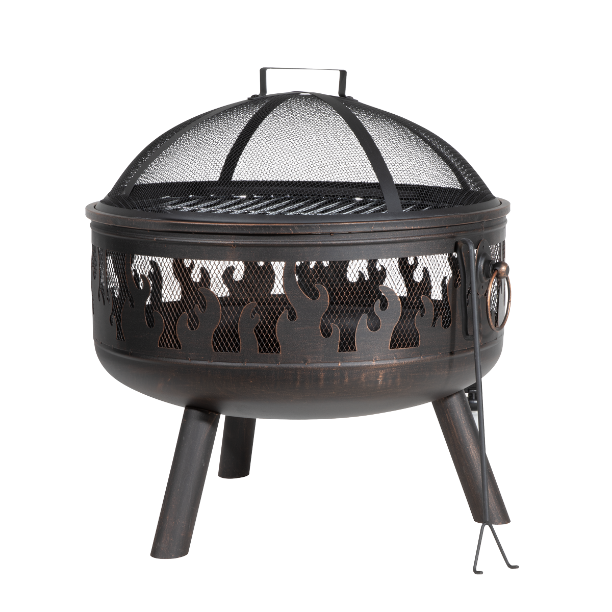 Dellonda DG117 Deluxe Fire Pit Fireplace Outdoor Patio Heater, Cooking Grill & Poker 61cm