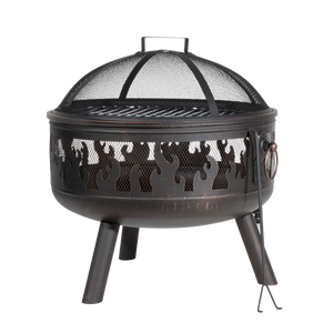 Dellonda DG117 Deluxe Fire Pit Fireplace Outdoor Patio Heater, Cooking Grill & Poker 61cm