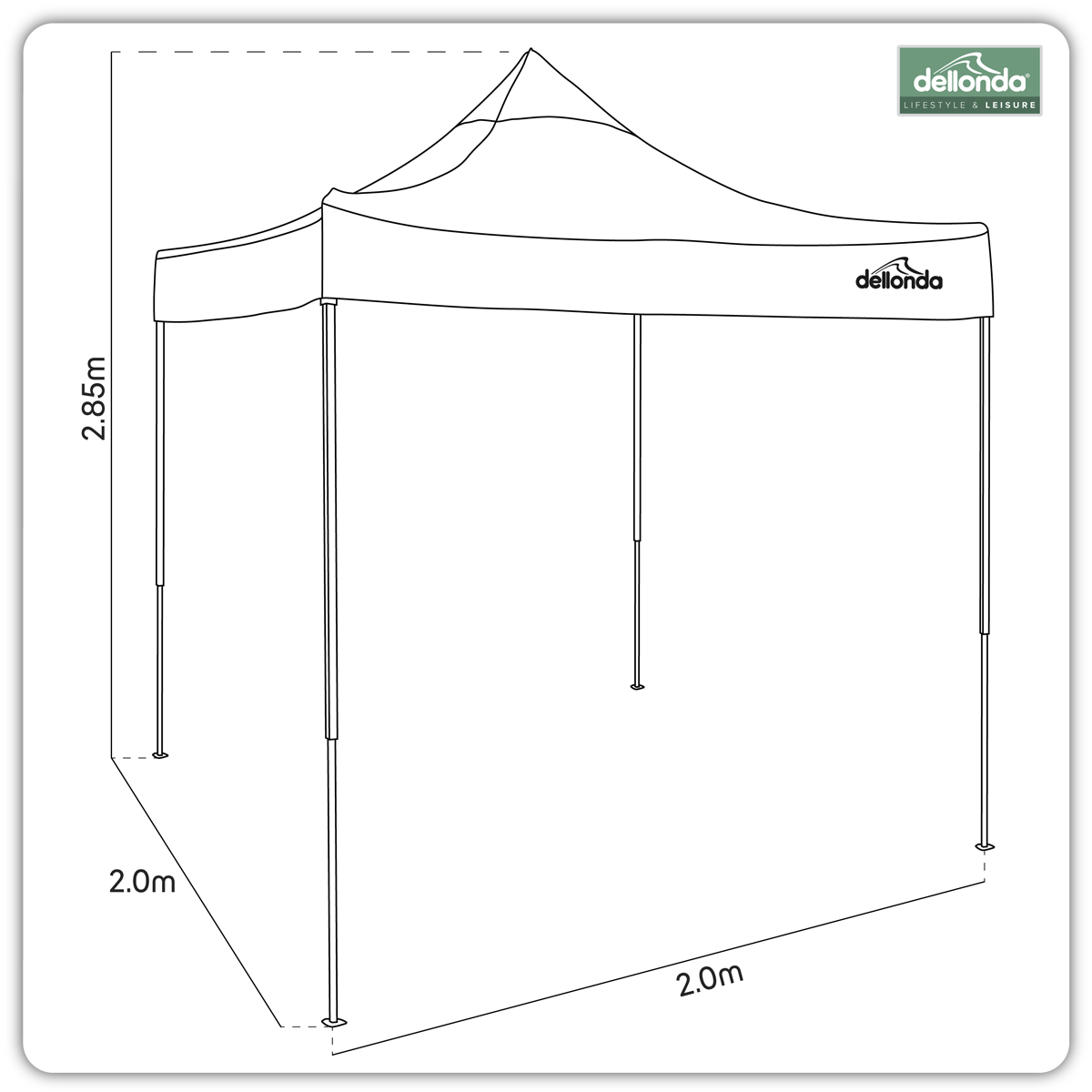 Dellonda DG127 Premium 2x2m Pop-Up Gazebo, Heavy Duty, PVC Coated, Water-Resistant Fabric, Supplied with - additional view 13