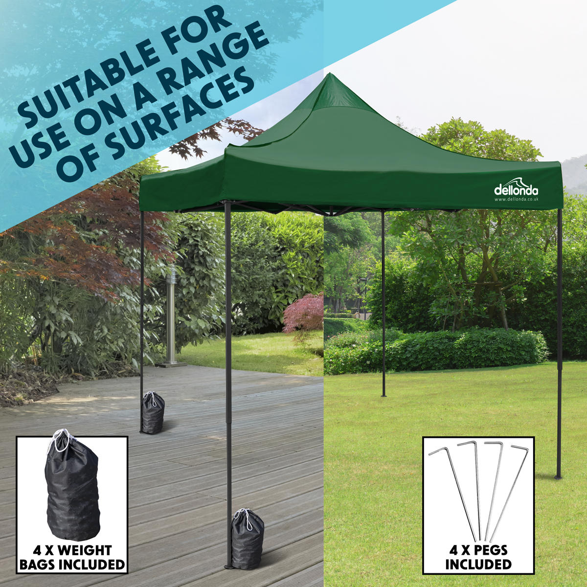Dellonda DG128 Premium 2 x 2m Pop-Up Gazebo, Heavy Duty, PVC Coated, Water-Resistant Fabric, Supplied - additional view 9