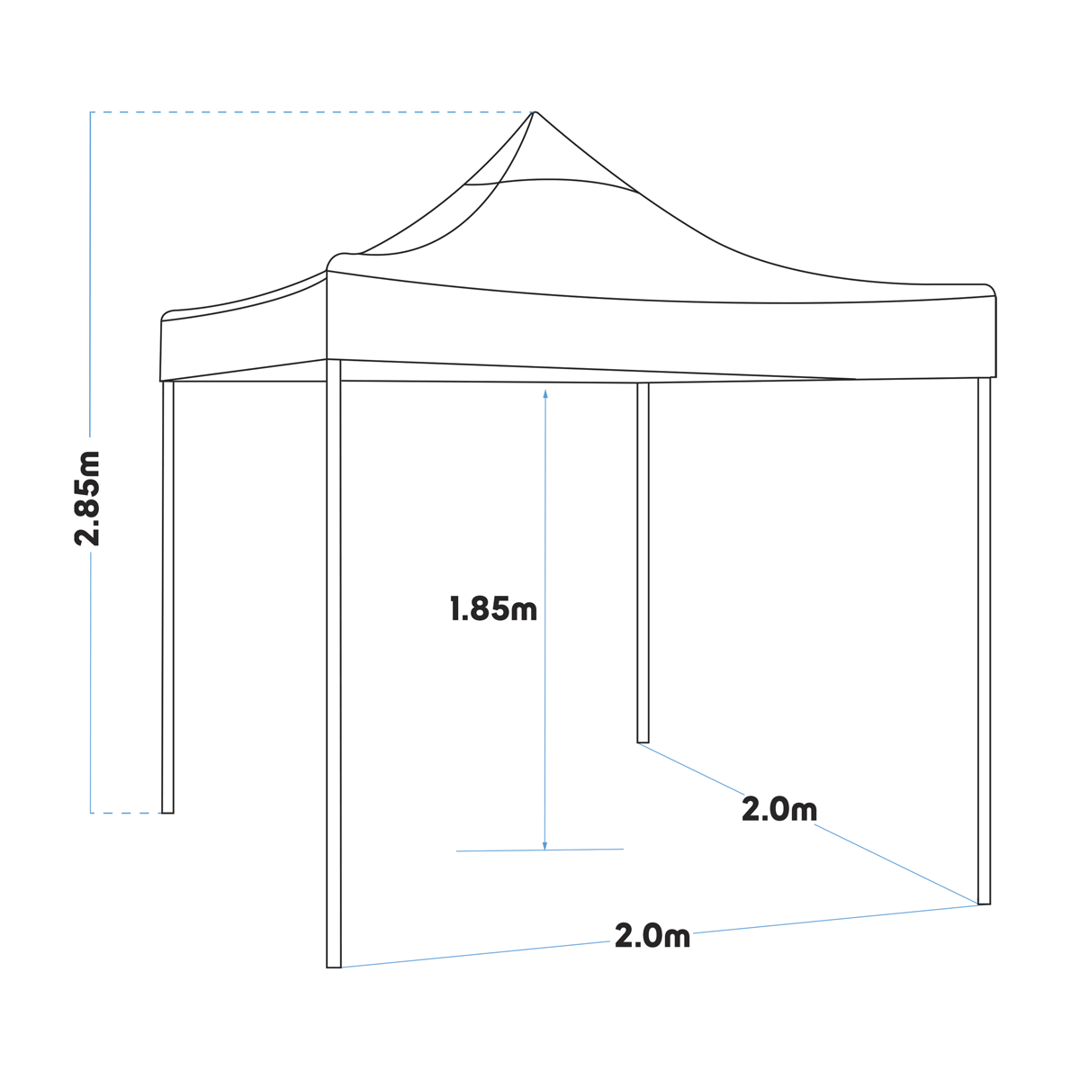 Dellonda DG128 Premium 2 x 2m Pop-Up Gazebo, Heavy Duty, PVC Coated, Water-Resistant Fabric, Supplied - additional view 14