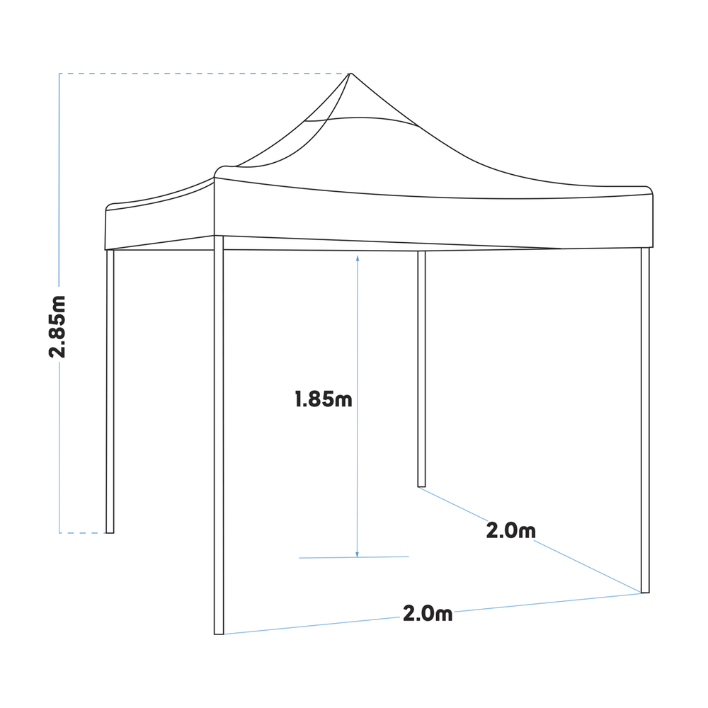 Dellonda DG129 Premium 2 x 2m Pop-Up Gazebo, Heavy Duty, PVC Coated, Water-Resistant Fabric, Supplied - additional view 14