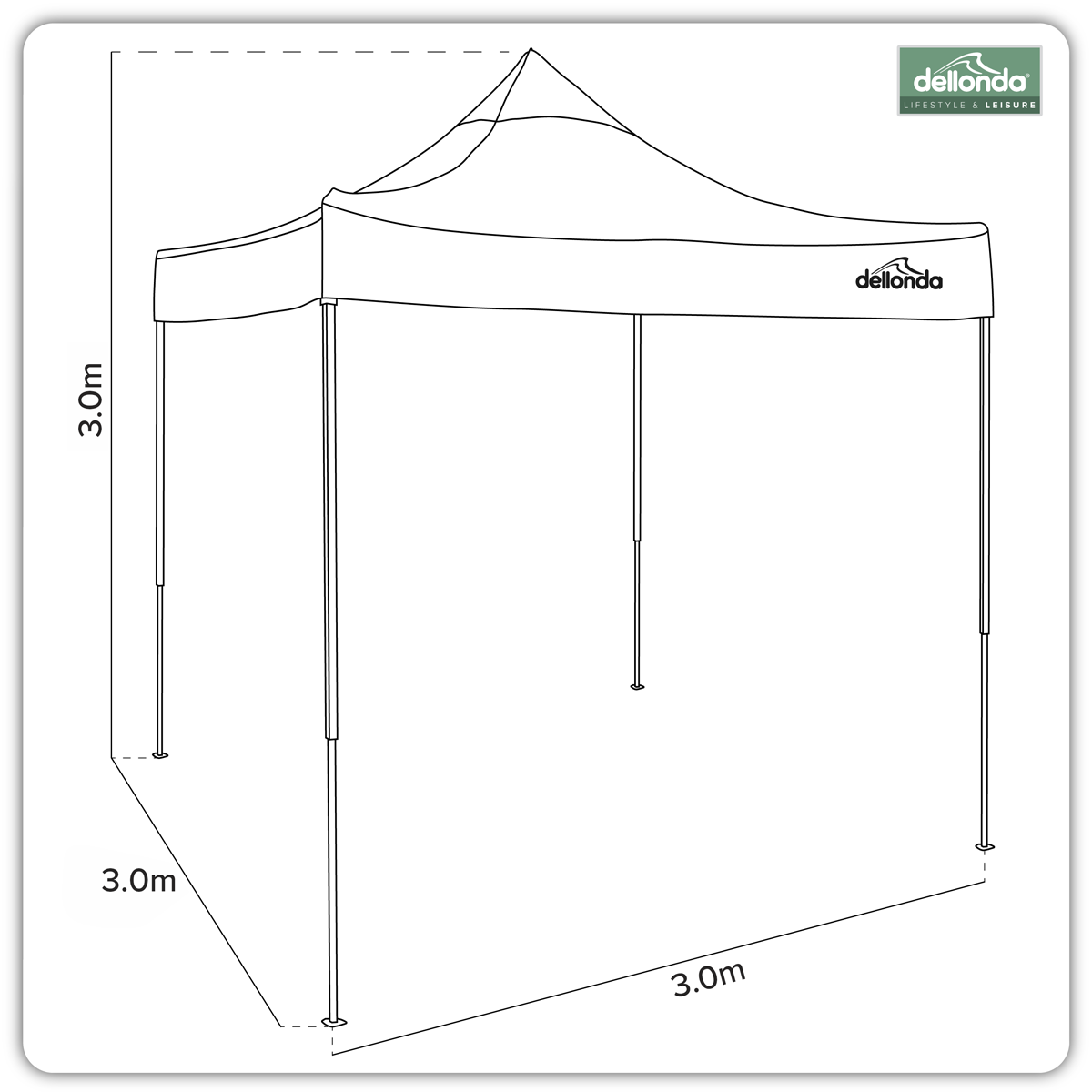 Dellonda DG131 Premium 3 x 3m Pop-Up Gazebo, PVC Coated, Water-Resistant Fabric, Supplied with Carry - additional view 21