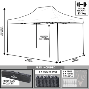 Dellonda DG134 Premium 3 x 4.5m Pop-Up Gazebo, Heavy Duty, PVC Coated, Water-Resistant Fabric, Supplied - additional view 10