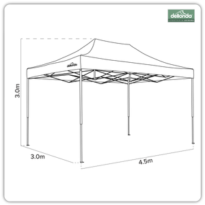 Dellonda DG136 Premium 3 x 4.5m Pop-Up Gazebo, Heavy Duty, PVC Coated, Water-Resistant Fabric, Supplied - additional view 2