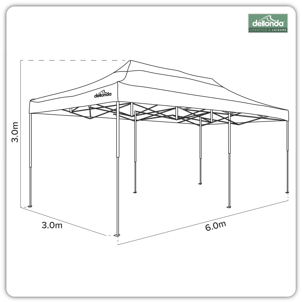 Dellonda DG138 Premium 3x6m Pop-Up Gazebo, Heavy Duty, PVC Coated, Water-Resistant Fabric Supplied with - additional view 11