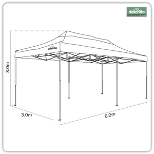 Dellonda DG138 Premium 3x6m Pop-Up Gazebo, Heavy Duty, PVC Coated, Water-Resistant Fabric Supplied with - additional view 11