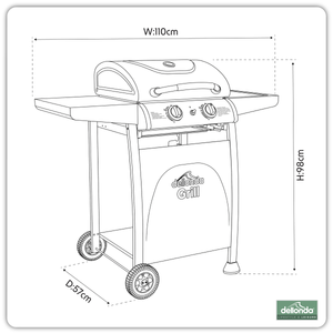 Dellonda DG13 2 Burner Gas BBQ Grill with Piezo Ignition & Thermometer - additional view 14