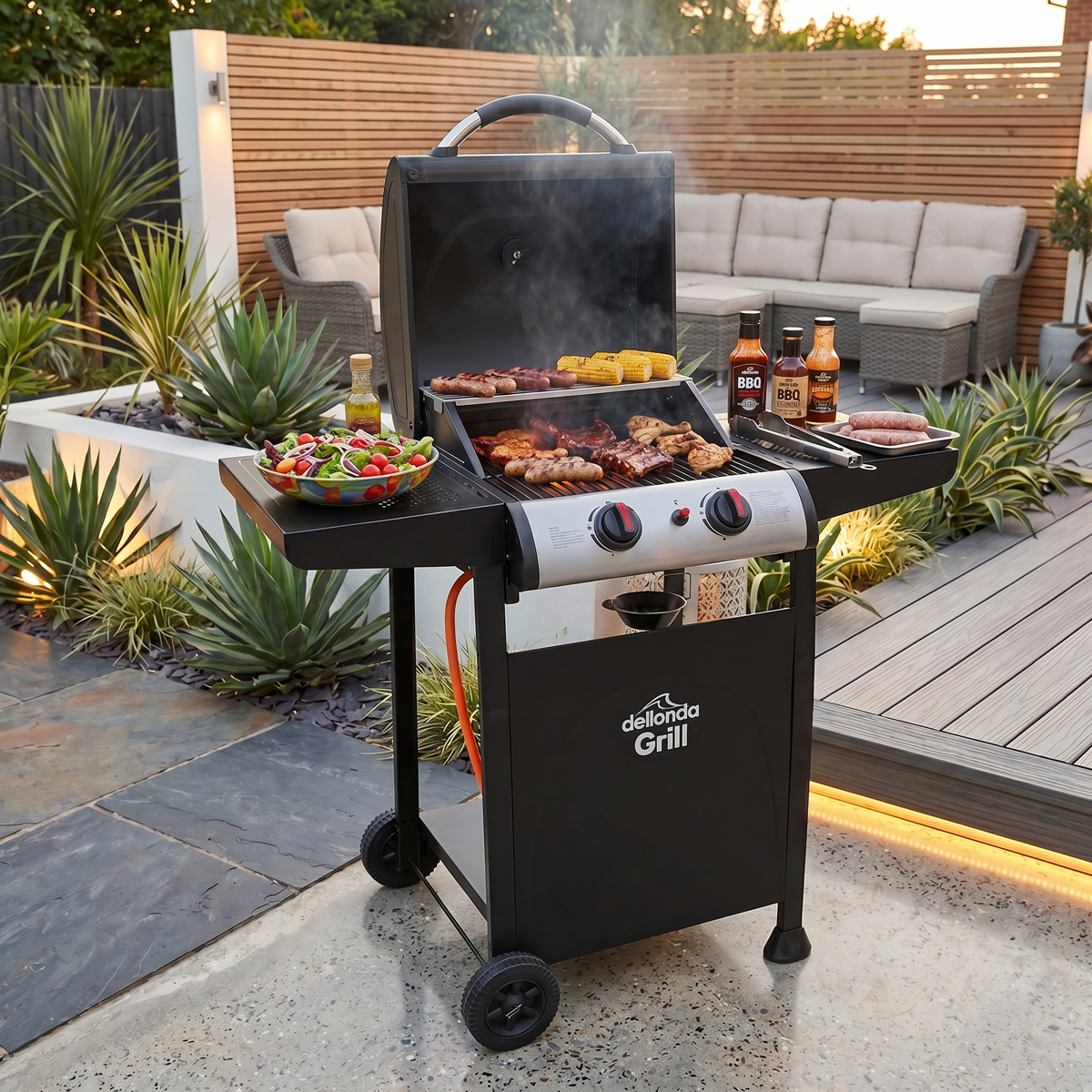 Dellonda DG13 2 Burner Gas BBQ Grill with Piezo Ignition & Thermometer - additional view 13