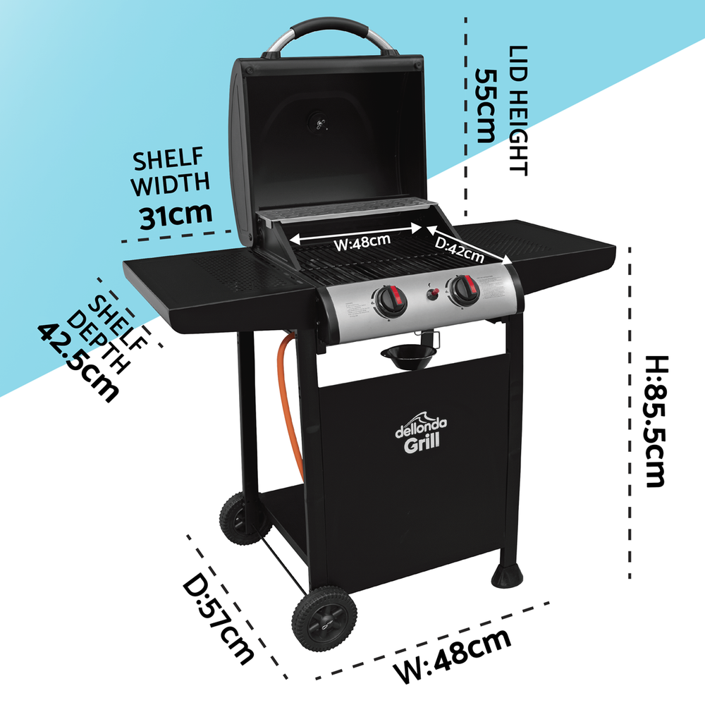 Dellonda DG13 2 Burner Gas BBQ Grill with Piezo Ignition & Thermometer - additional view 19