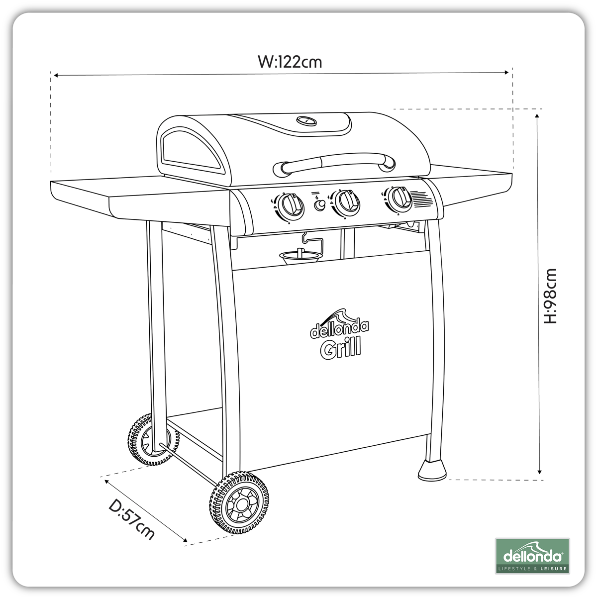 Dellonda DG14 3 Burner Gas BBQ Grill with Piezo Ignition & Thermometer - additional view 19