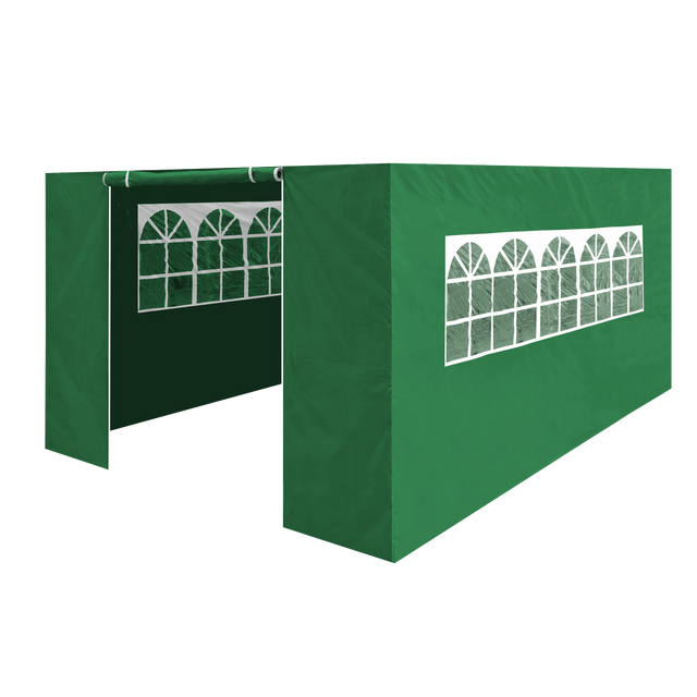 Dellonda DG152 Premium Side Walls/Doors/Windows for Gazebo/Marquee, Fits 3 x 4.5m Models - Dark Green