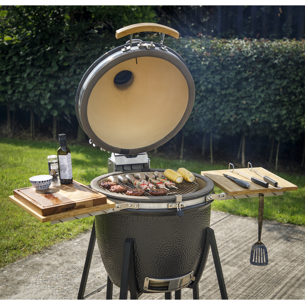 Dellonda DG159 Deluxe 22"(56cm) Ceramic Kamado Style BBQ with Wheeled Stand - additional view 8