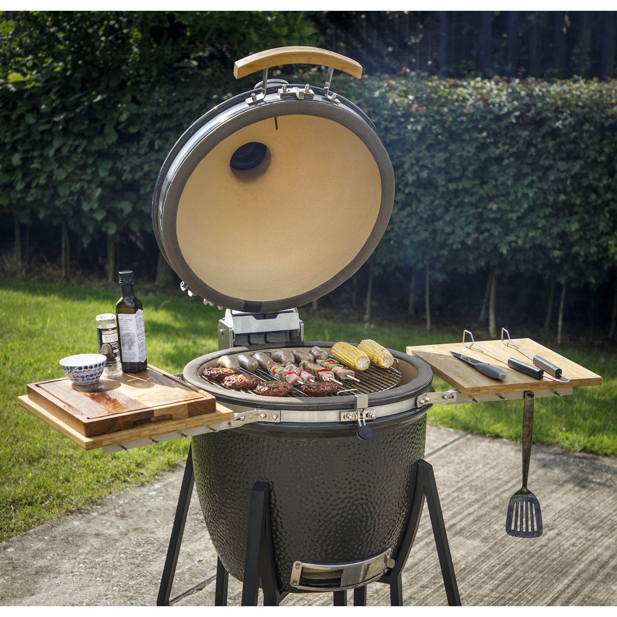 Dellonda DG159 Deluxe 22"(56cm) Ceramic Kamado Style BBQ with Wheeled Stand - additional view 8