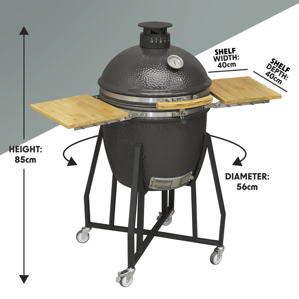 Dellonda DG159 Deluxe 22"(56cm) Ceramic Kamado Style BBQ with Wheeled Stand - additional view 20