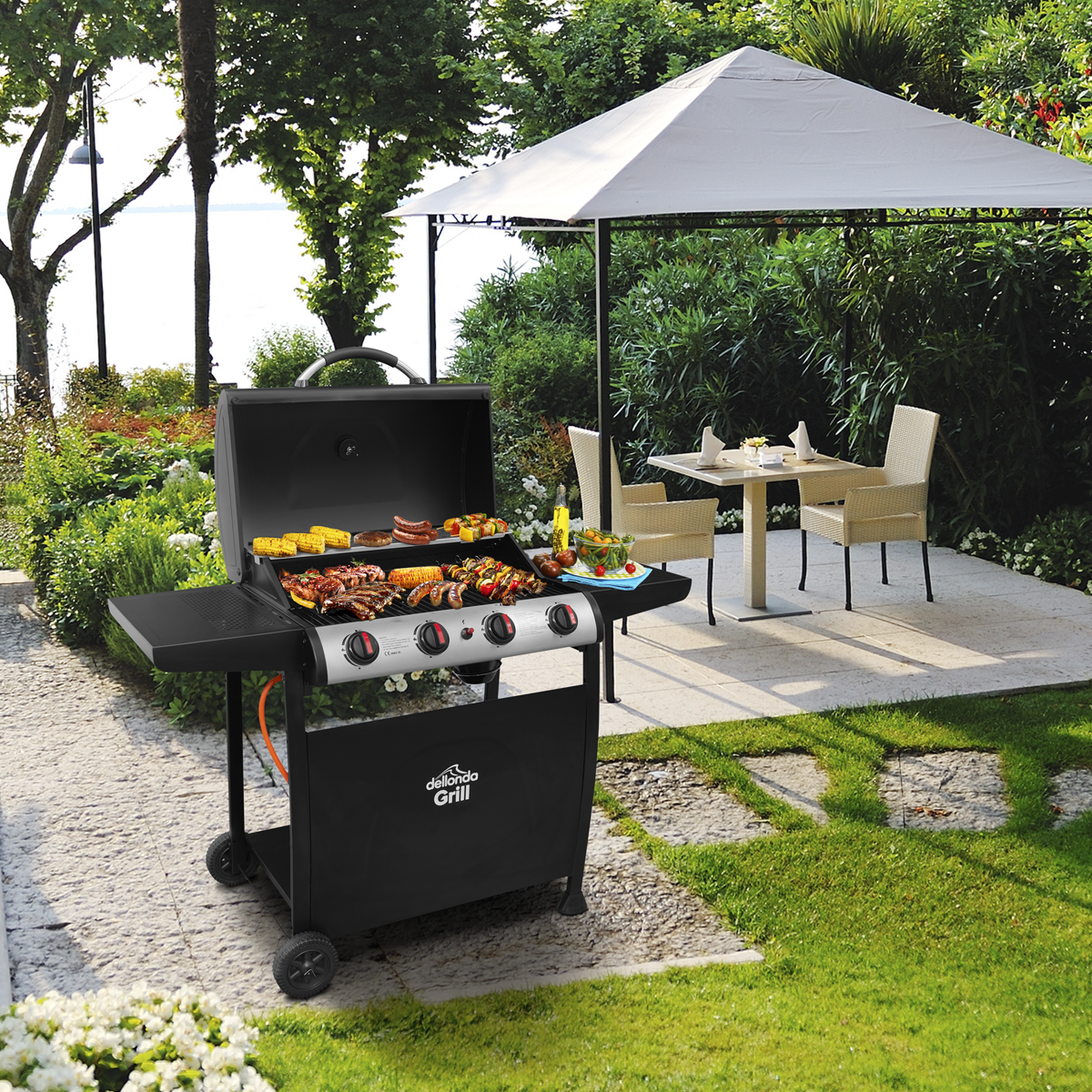 Dellonda DG15 4 Burner Gas BBQ Grill with Piezo Ignition & Thermometer - additional view 8