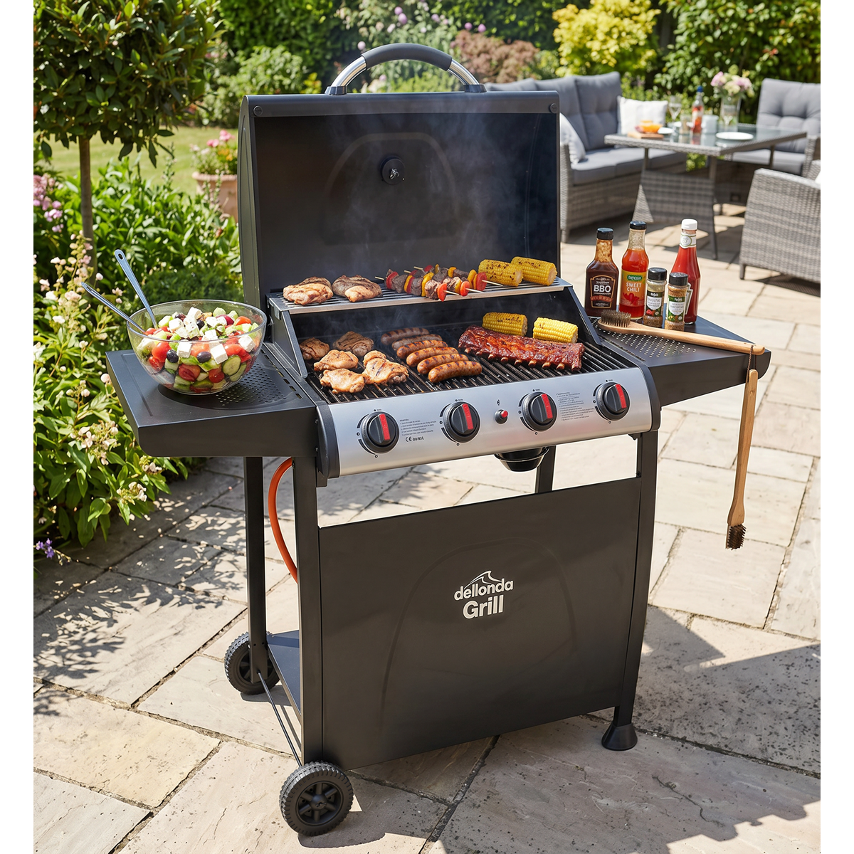 Dellonda DG15 4 Burner Gas BBQ Grill with Piezo Ignition & Thermometer - additional view 15