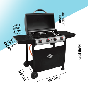 Dellonda DG15 4 Burner Gas BBQ Grill with Piezo Ignition & Thermometer - additional view 14