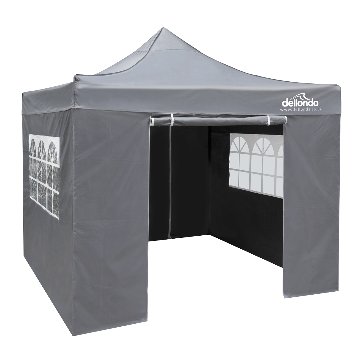 Dellonda DG163 Premium 2x2m Pop-Up Gazebo & Side Walls, PVC Coated, Water-Resistant Fabric, Supplied with Carry Bag, Rope