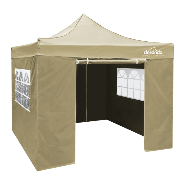 Dellonda DG164 Premium 3x3m Pop-Up Gazebo & Side Walls, PVC Coated, Water-Resistant Fabric with Carry Bag, Rope, Stakes &