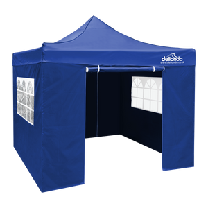 Dellonda DG165 Premium 3x3m Pop-Up Gazebo & Side Walls, PVC Coated, Water-Resistant Fabric with Carry Bag, Rope, Stakes &