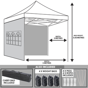 Dellonda DG166 Premium 3x3m Pop-Up Gazebo & Side Walls, PVC Coated, Water-Resistant Fabric with Carry - additional view 8