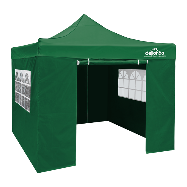 Dellonda DG166 Premium 3x3m Pop-Up Gazebo & Side Walls, PVC Coated, Water-Resistant Fabric with Carry Bag, Rope, Stakes &